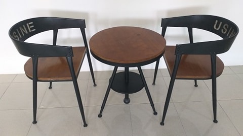 Coffee Table Set With 2 Chair Made Of Wood And Metal Furniture Home Living Furniture Tables Sets On Carousell