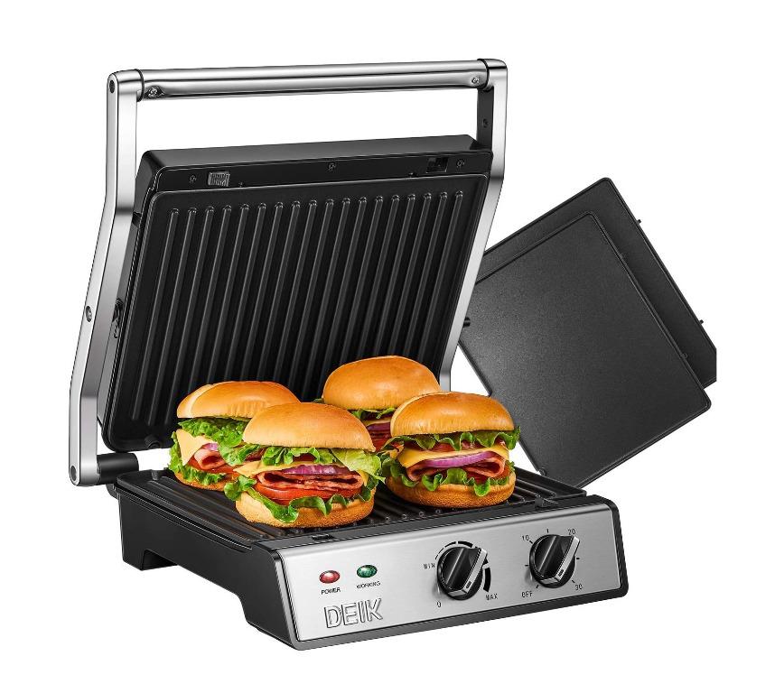 DEIK Contact Grill Panini Press, 6in1 Smokeless Indoor Grill with