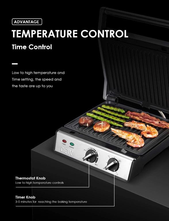 DEIK Contact Grill Panini Press, 6in1 Smokeless Indoor Grill with