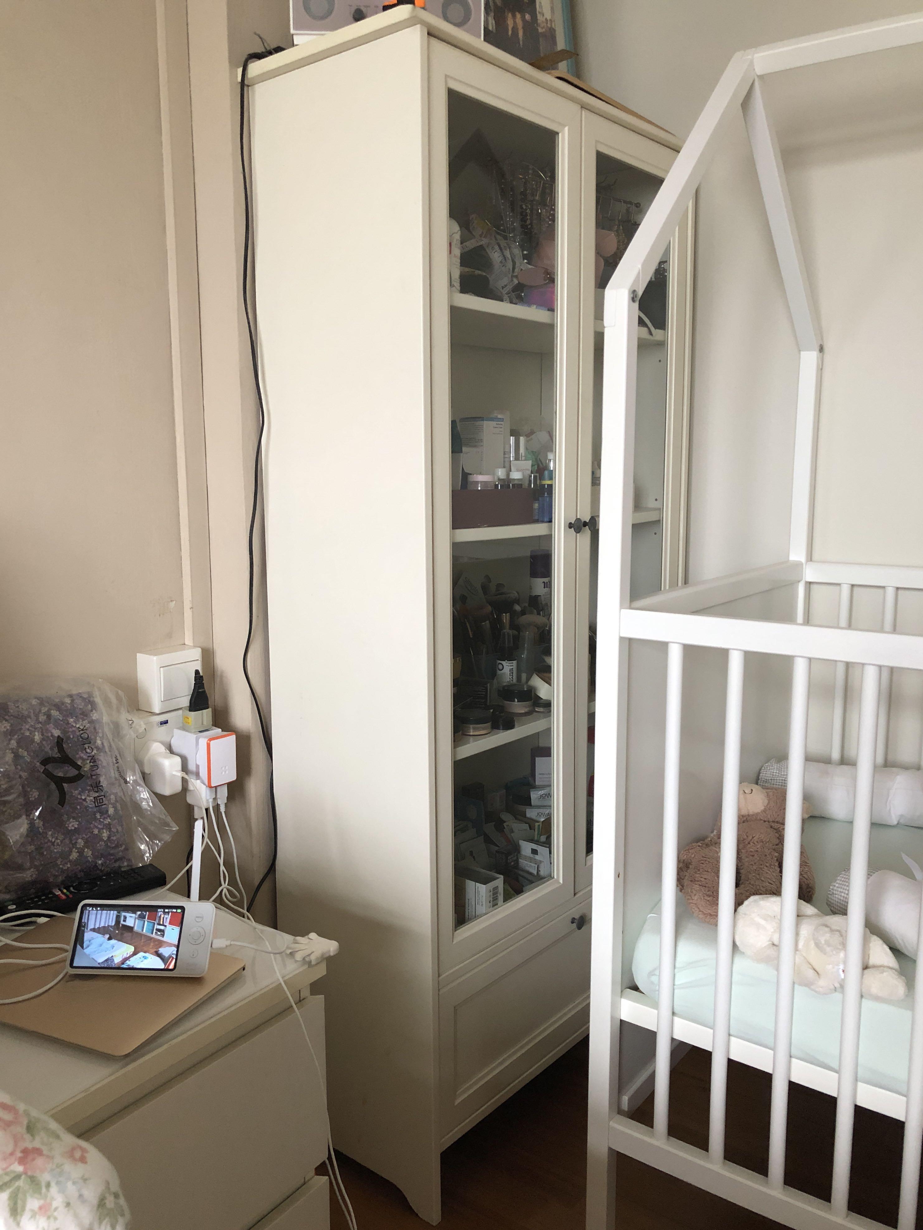 Display Cabinet With Glass Doors And Single Drawer Furniture Shelves Drawers On Carousell