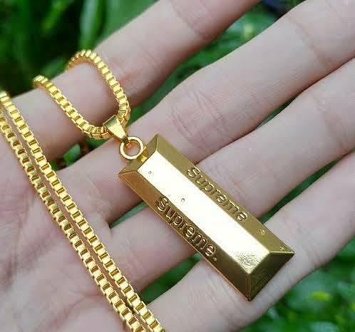 Harga Supreme Gold Bar Necklace 