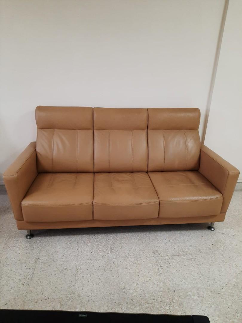 Lovely 3 seater Pvc leather sofa., Furniture & Home Living, Furniture