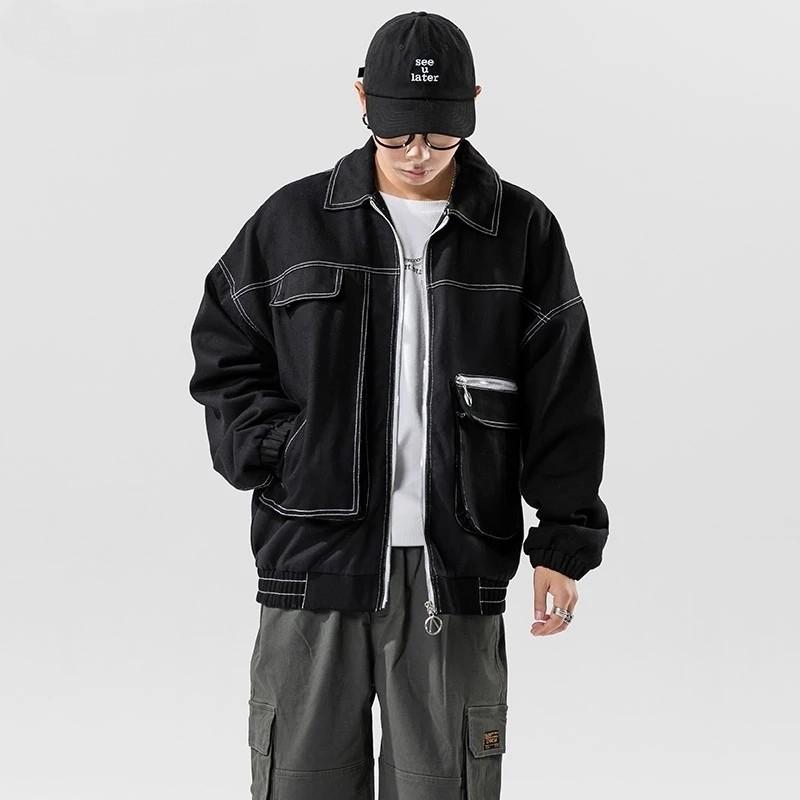 Men jacket windbreaker plus size black