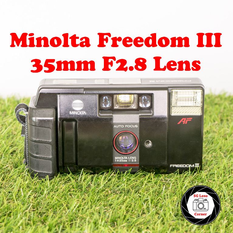 Minolta Freedom III 35mm F2.8 Film Camera, Photography, Cameras on