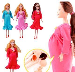 [NEW] Happy Family Pregnant Doll Mom Baby In Her Tummy Barbie Dolls Toys