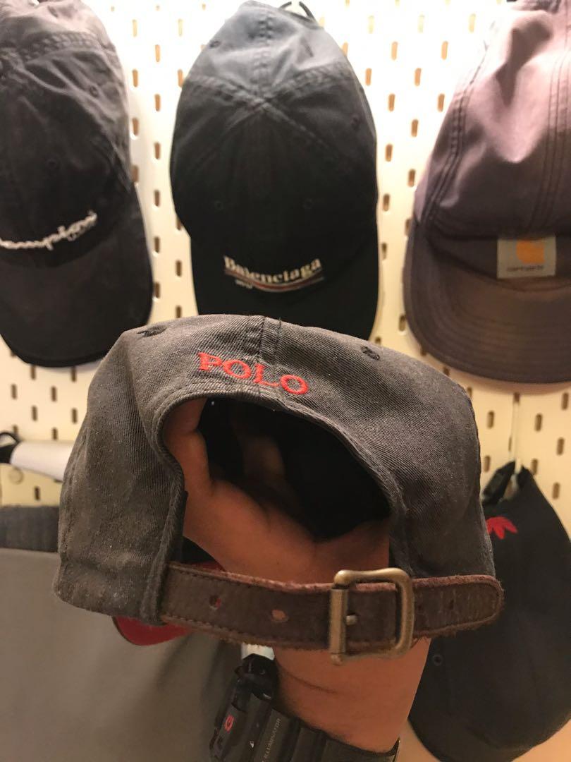 Black polo shop hat leather strap