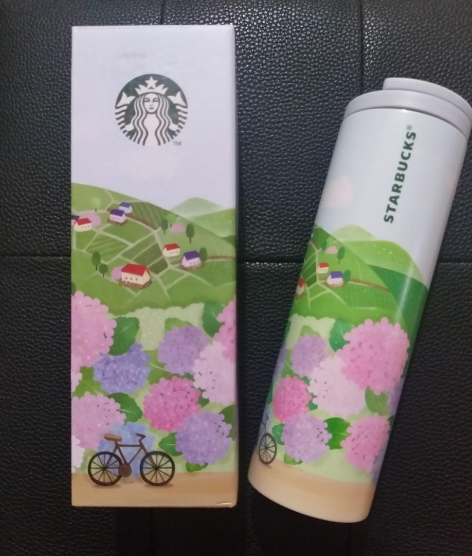 Starbucks hydrangea tumbler Korea (Category: Everything Else Others) located in Cabuyao City. Submitted by lanie3091 (Listing ID 1020459295, Image 2). Description: Starbucks hydrangea collection from Jeju Korea Guaranteed authentic. Brand new, in original packaging 》 Stainless hydrangea troy tumbler 473ml - 2,200 SOLD 》 Hydrangea eco cup set - 1200 Capacity 400ml for each cup. Material: plastic with natural elements such as bamboo fiber Shipping 