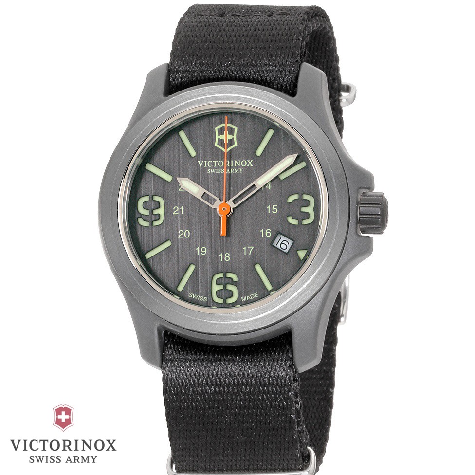 NO BOX Victorinox Swiss Army Swiss Made Black Nylon Strap Watch