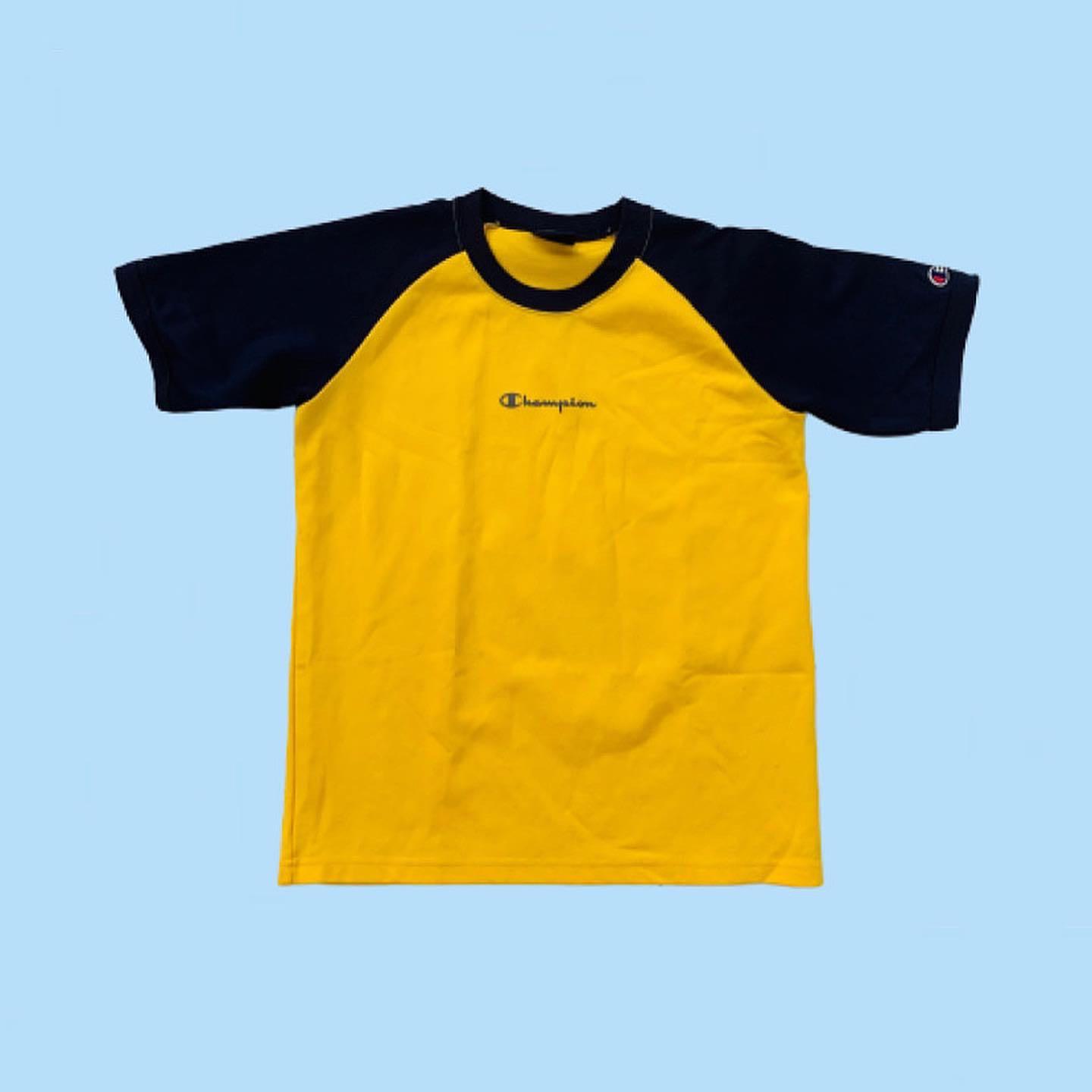 Yellow and black champion on sale shirt