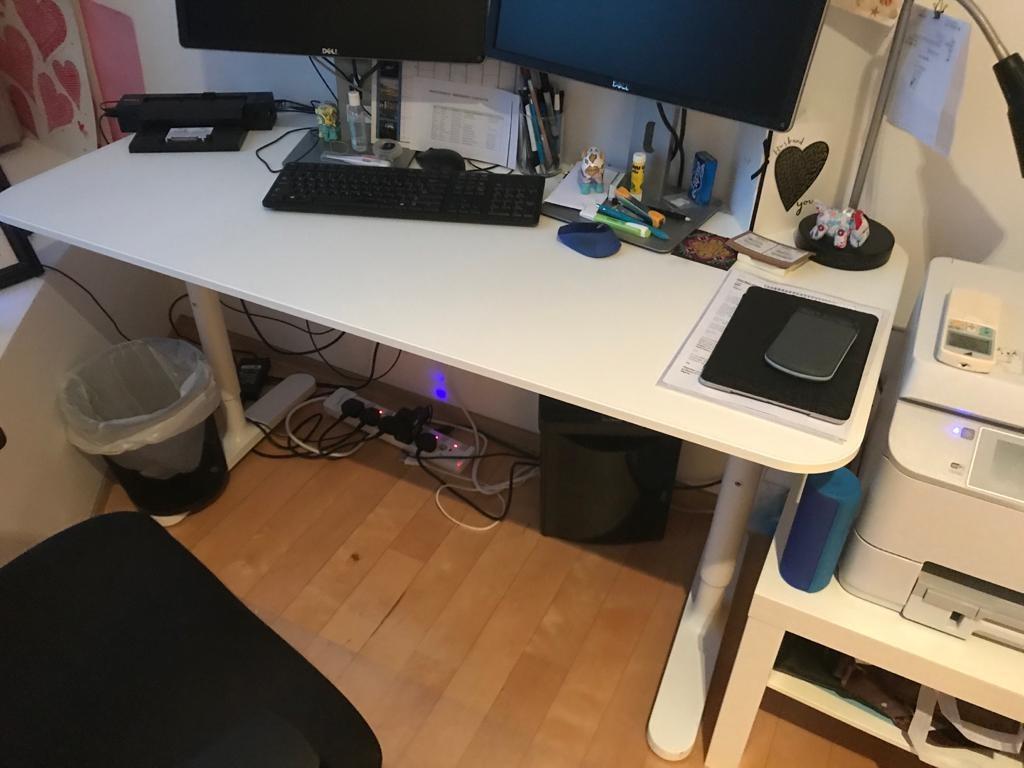 White Office Desk Free Printer Stand Furniture Tables Chairs On Carousell