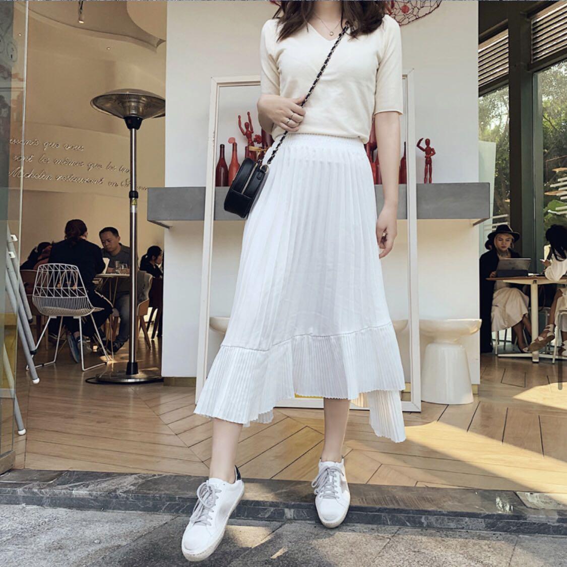 Pleated midi flare skirt cheap