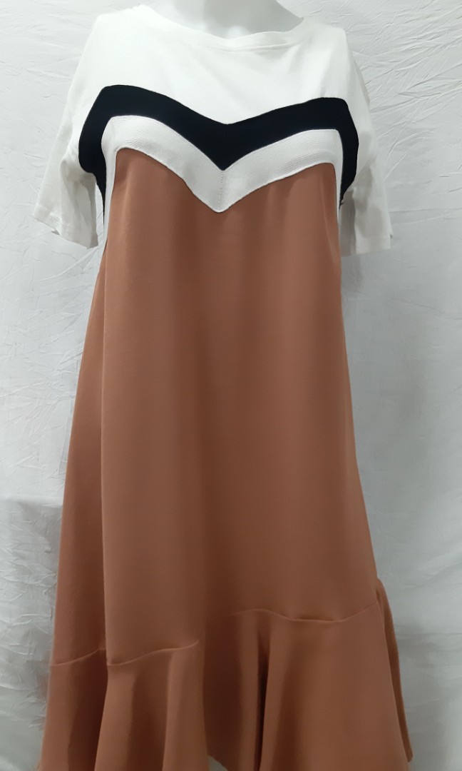 brown and white dress