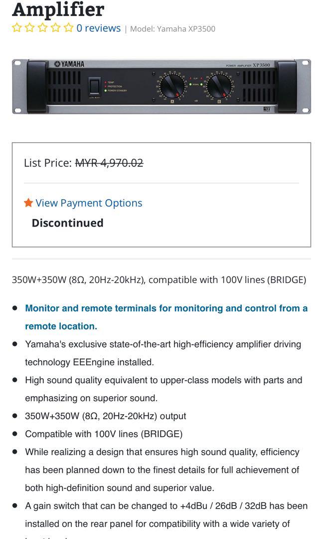 Yamaha XP3500 Power Amplifier, Audio, Soundbars, Speakers & Amplifiers on Carousell