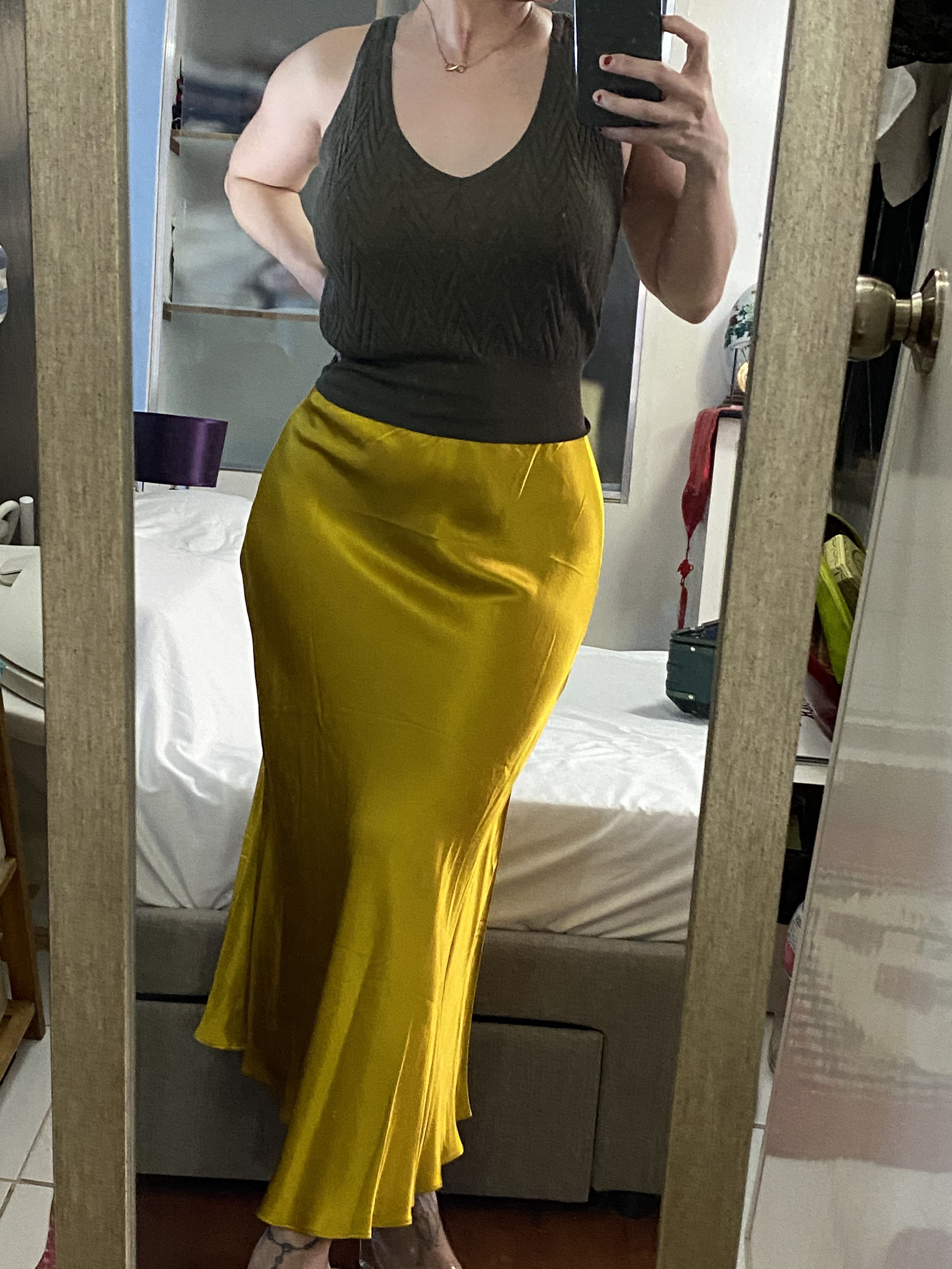 zara yellow maxi skirt