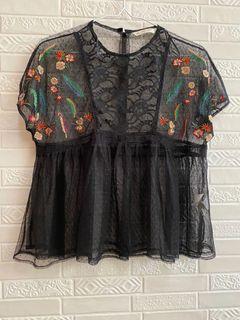 Zara Top net with embroidery