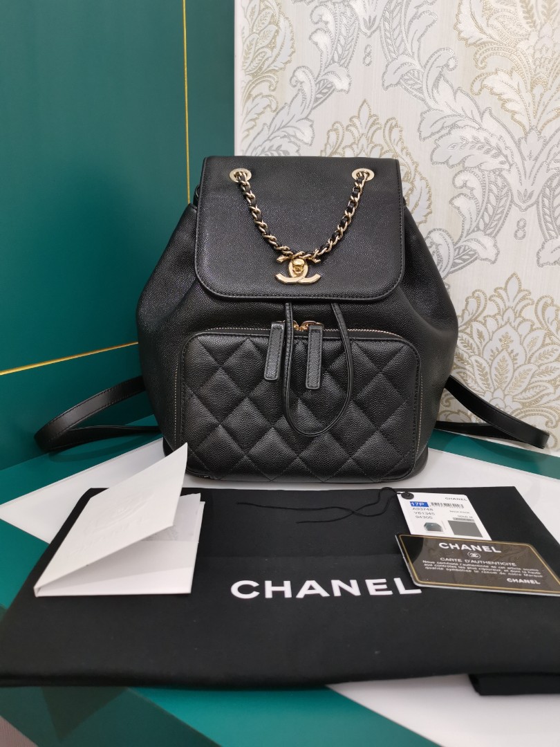 Chanel caviar quilted top business affinity backpack black