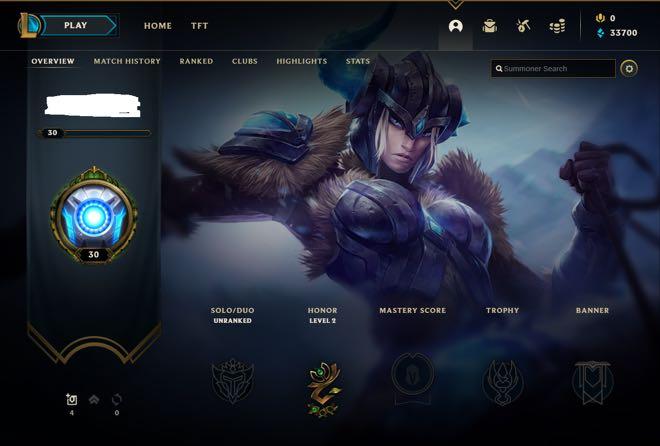 32k to 36k BE league of legends level 30 fresh unranked account