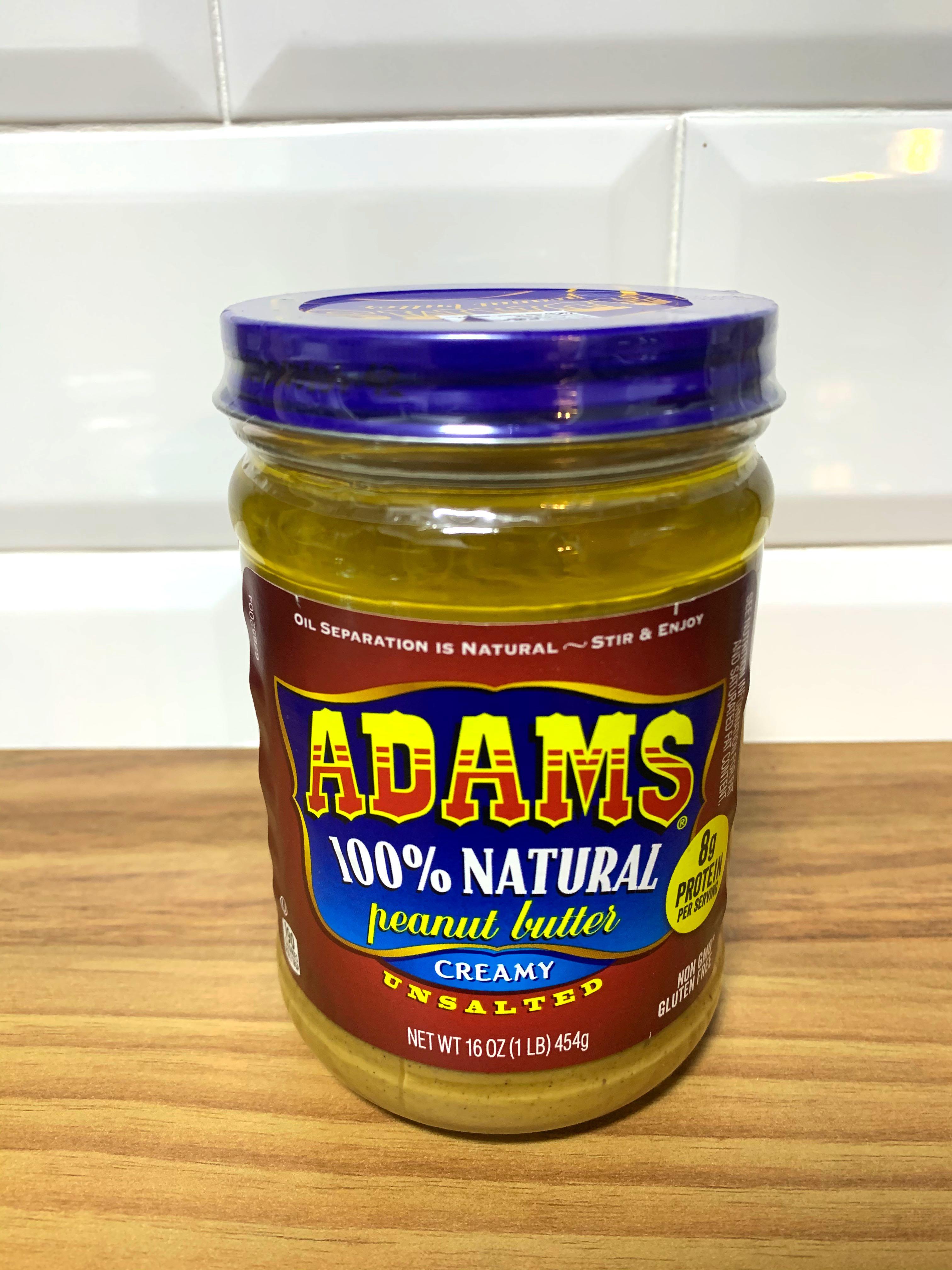 Adams 100% Natural Peanut Butter - Creamy (Unsalted), Food ...