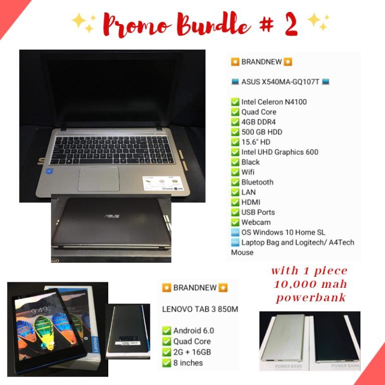 Asus X540ma Gq107t And Lenovo Tab 3 850m With 1pc 10 000 Mah Powerbank Electronics Computers Laptops On Carousell
