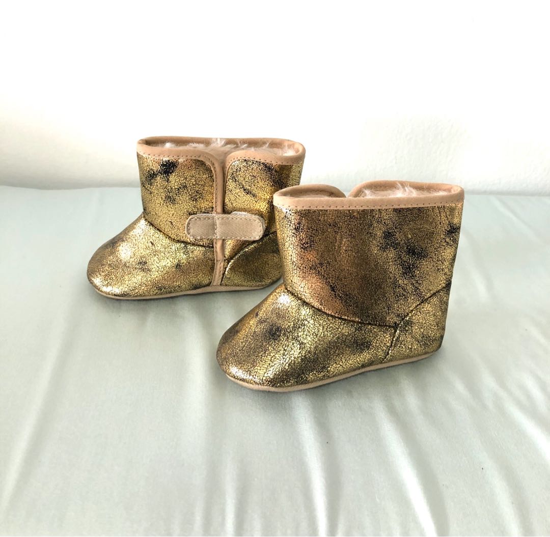gold baby boots