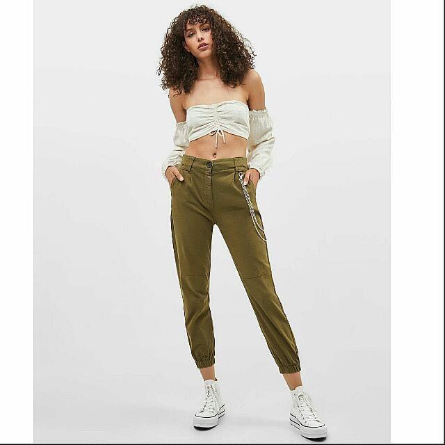 bershka cargo pants with chain