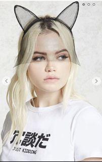 Brand New Auth Forever 21 Fishnet Cat Ear Headband Women S Fashion Accessories Hair Accessories On Carousell