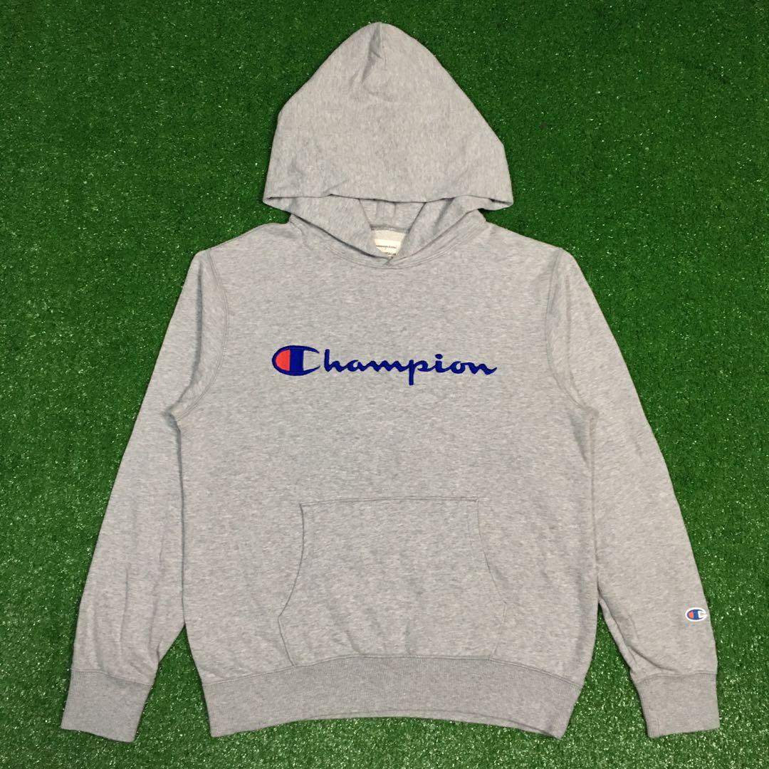 men's champion script logo pullover hoodie