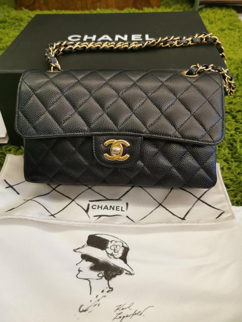 Chanel Classic Small Flap Grained Calfskin Caviar Gold, Luxury, Bags &  Wallets on Carousell