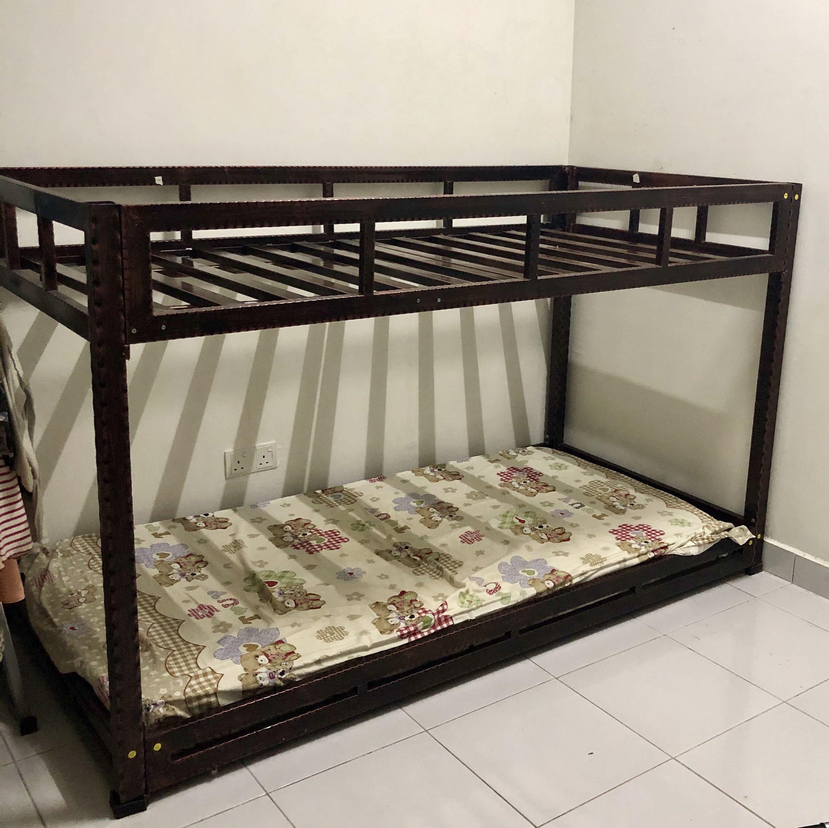 Double Decker Bed Katil Dua Tingkat Home Furniture Furniture On Carousell