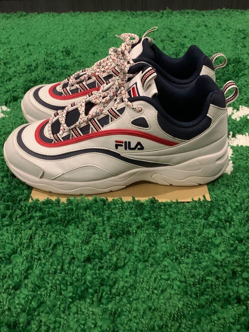 Fila ray trainers white fila navy red outlet