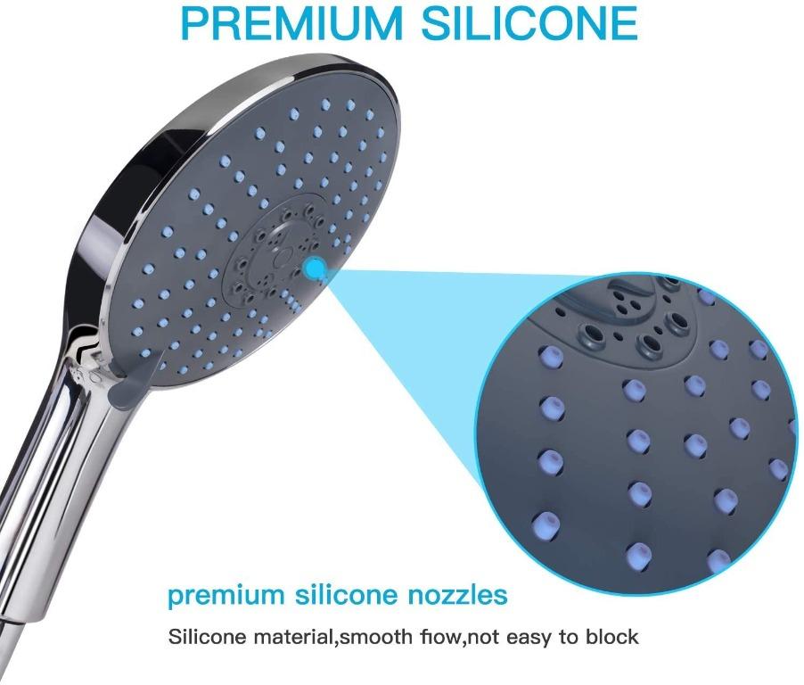 FYLINA 15cm Shower Head With Hose Set (150cm), 7 Spraying Setting