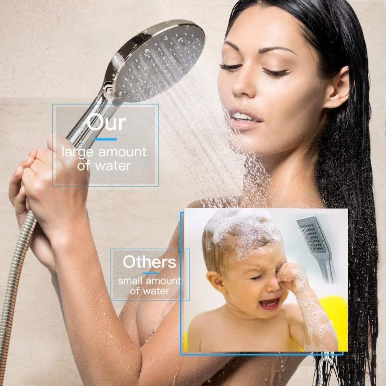 FYLINA 15cm Shower Head With Hose Set (150cm), 7 Spraying Setting