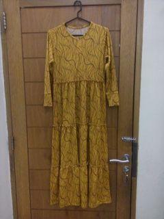 Gamis susun motif mustard/maxy dress