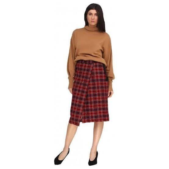 H M red plaid midi skirt Women s Fashion Bottoms Skirts on