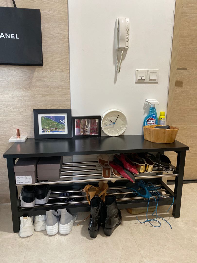 Ikea Tjusig Black Shoe Bench Furniture Shelves Drawers On Carousell