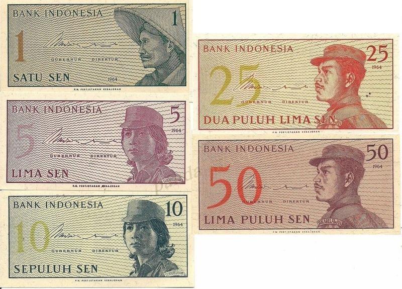Indonesia 1964years 1 Sen 5 Sen 10 Sen 25 Sen 50 Sen Small Facevalue Set Unc 100 News Antiques Currency On Carousell