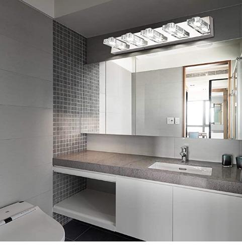 Led Vanity Light Solfart 5 Lights 31 5 Inches Modern Glass Stainless Steel Vanity Light Over Mirror Long Bathroom Lighting Fixtures Home Furniture Furniture Fixtures Bath Fixtures On Carousell