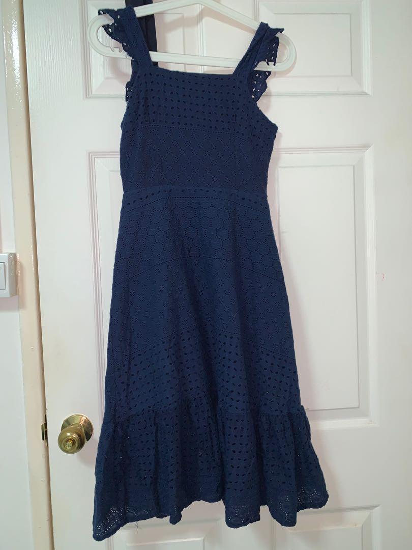 navy blue eyelet dress