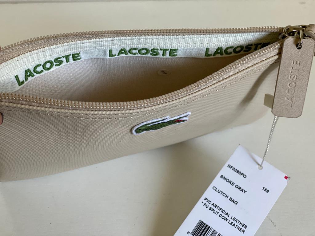 NEW LACOSTE COW LEATHER CLUTCH BAG WALLET WRISTLET SALE