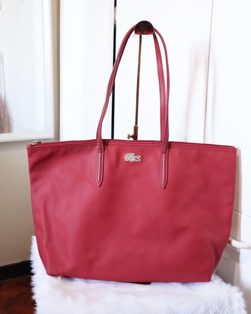 Original Lacoste Large Red Tote Women s Fashion Bags Wallets