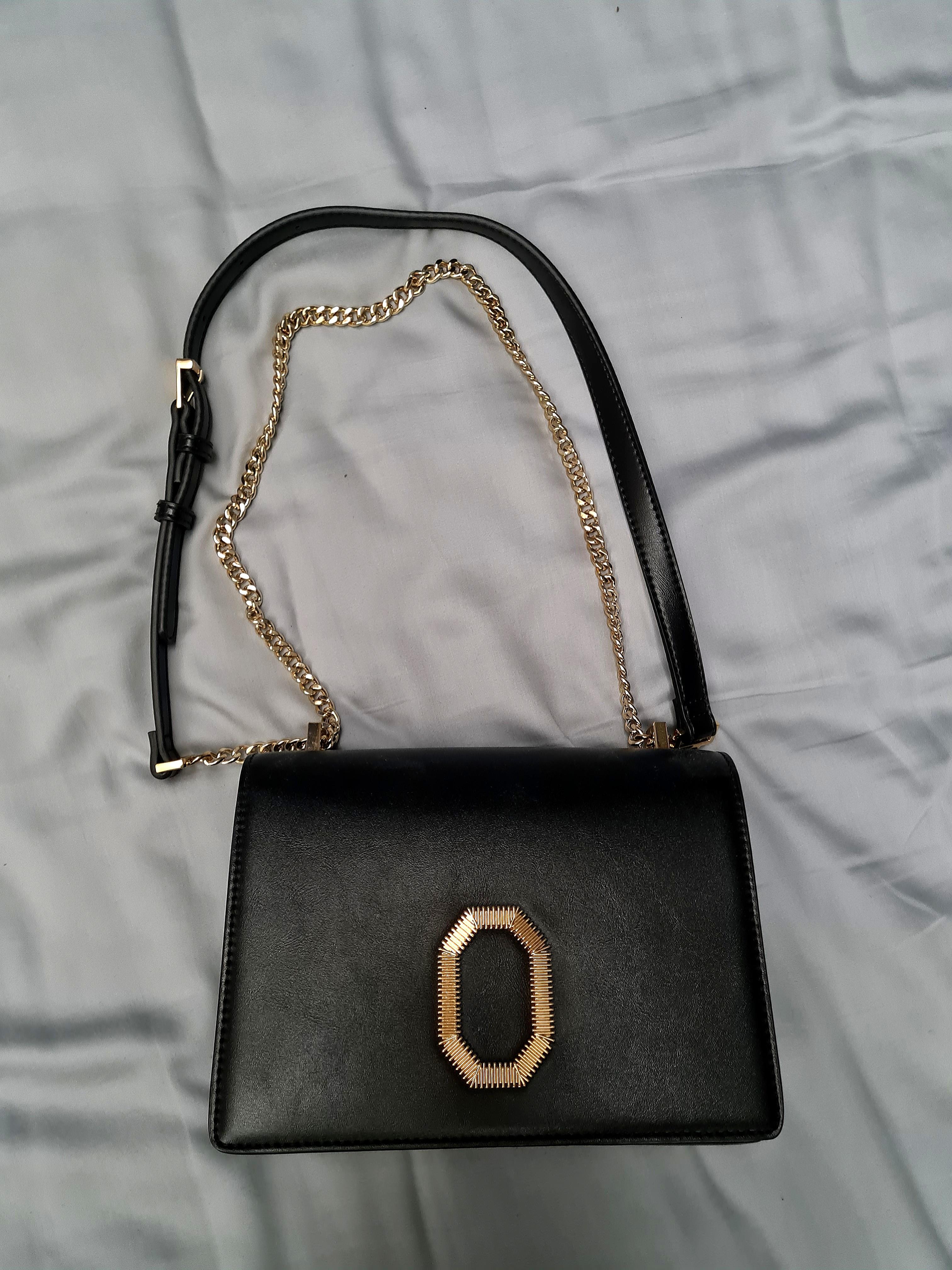 Pedro shoulder bag (black colour with gold hardware), Women's Fashion ...