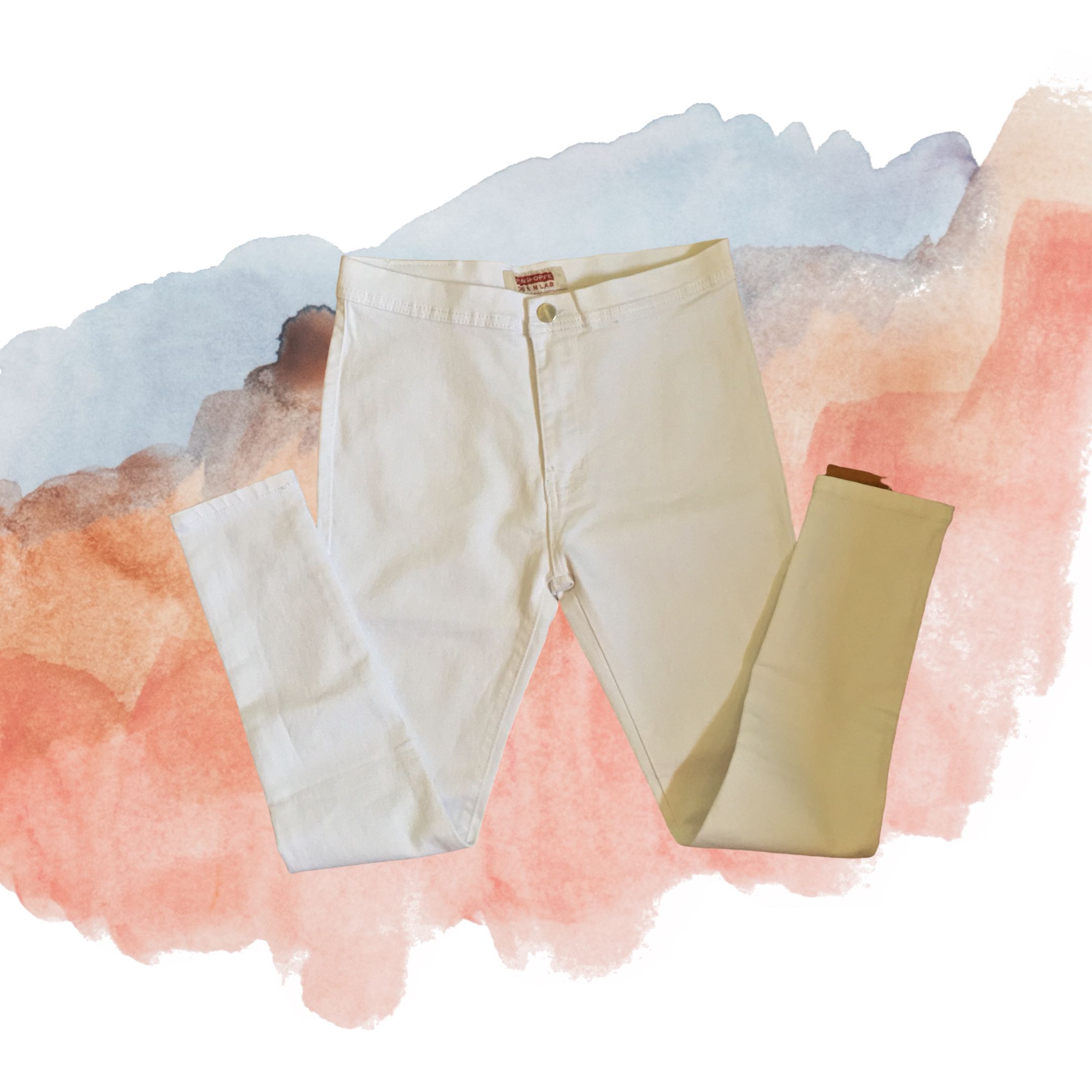 high rise white denim jeans