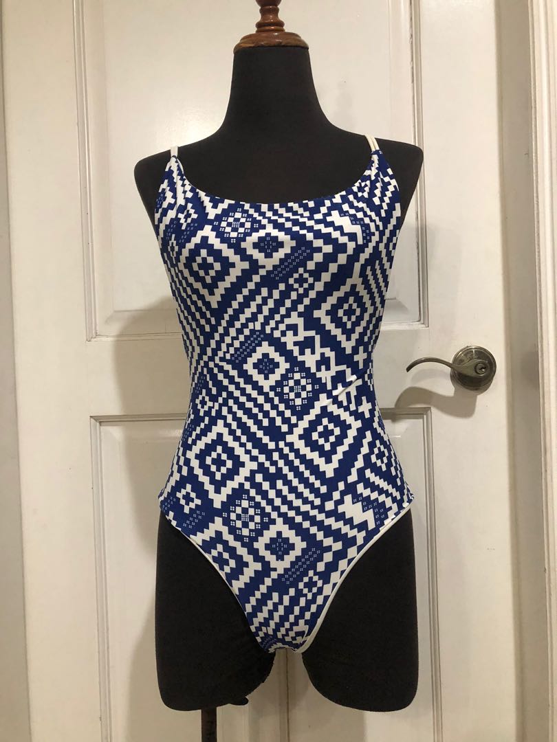 Printed onepiece swimsuit with lowback design, Women's Fashion