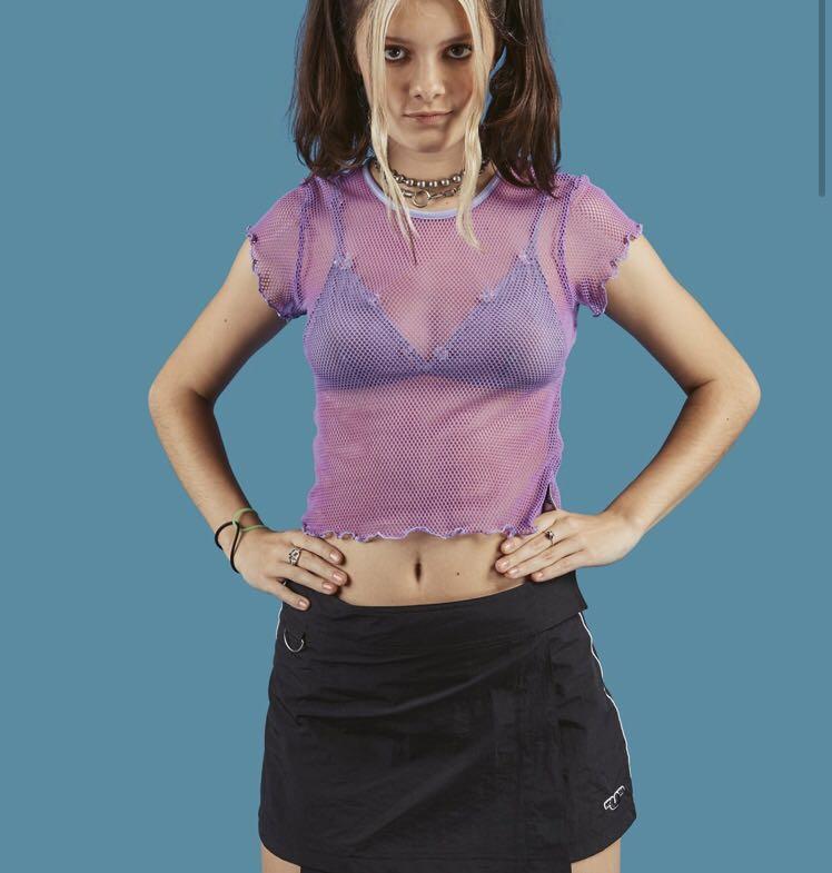 Purple fishnet hotsell top