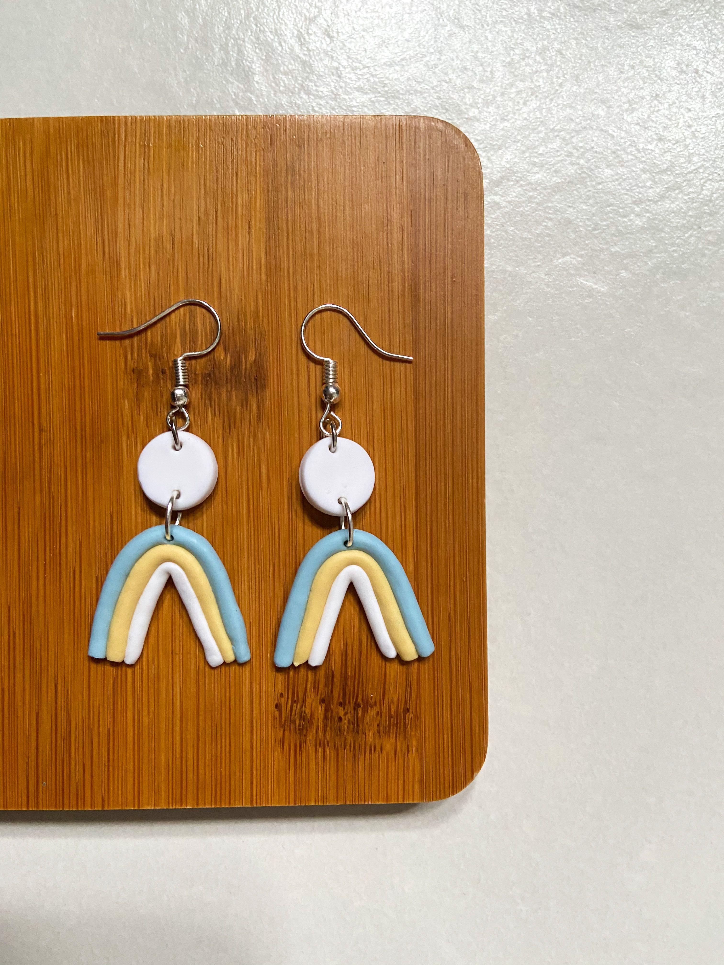 Rainbow Handmade Polymer Clay Earrings On Carousell