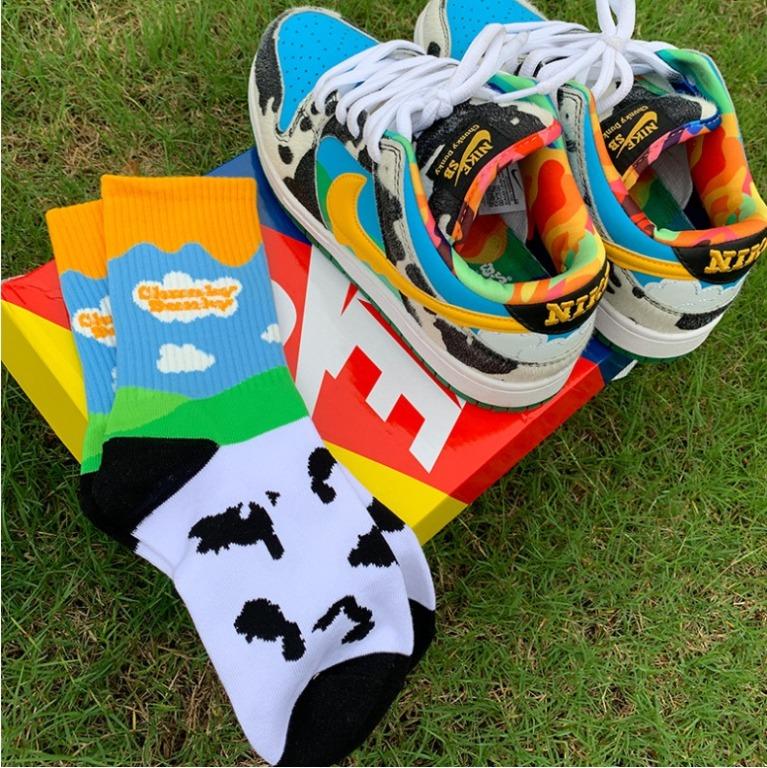 Ready Stock Ben Jerry s x Nike SB Dunk Low Chunky Dunky Cotton Socks Hipster Socks Custom Made Limited Unisex