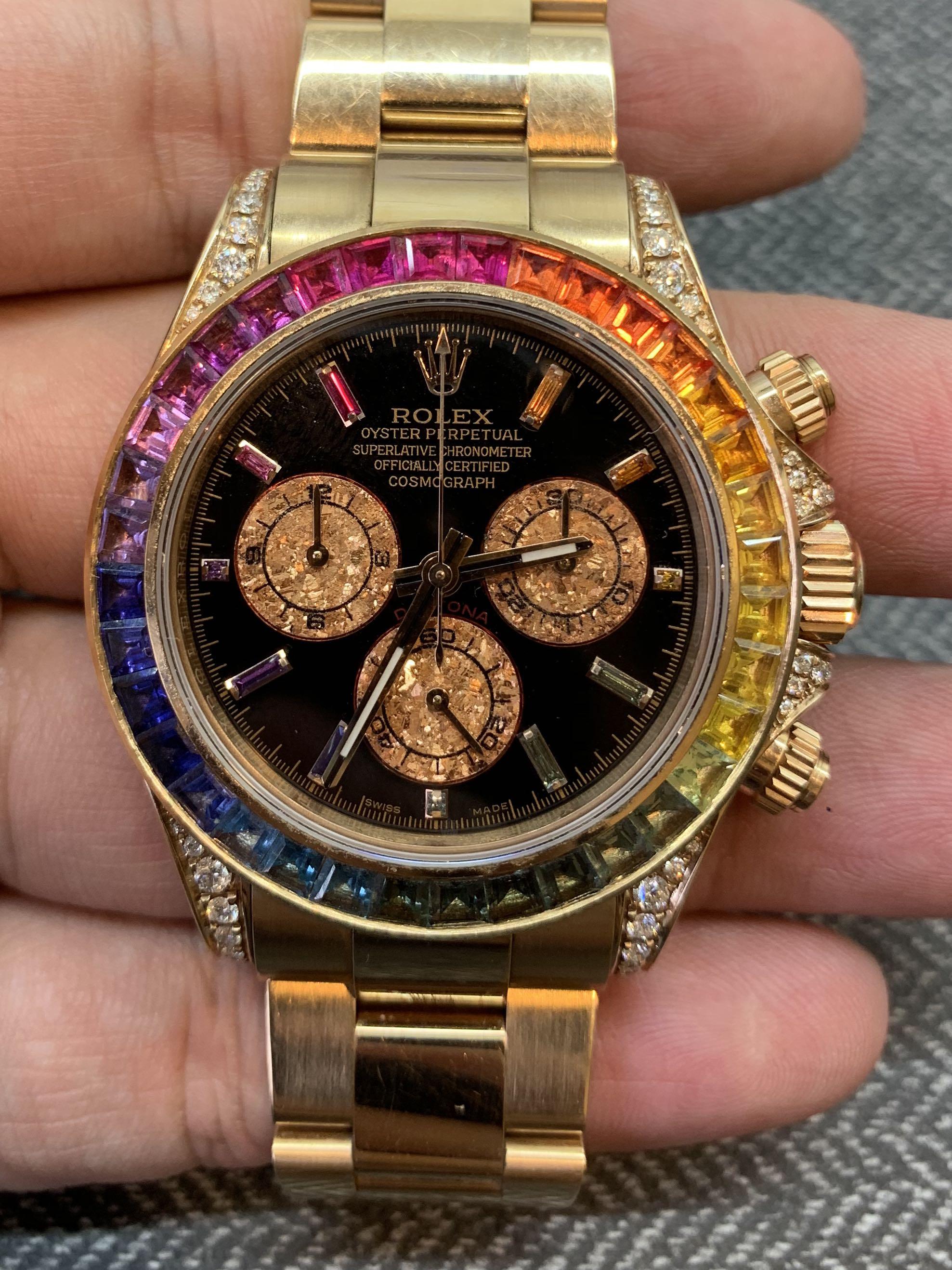 Rolex Daytona RG - Custom Rainbow bezel, Men's Fashion, Watches ...