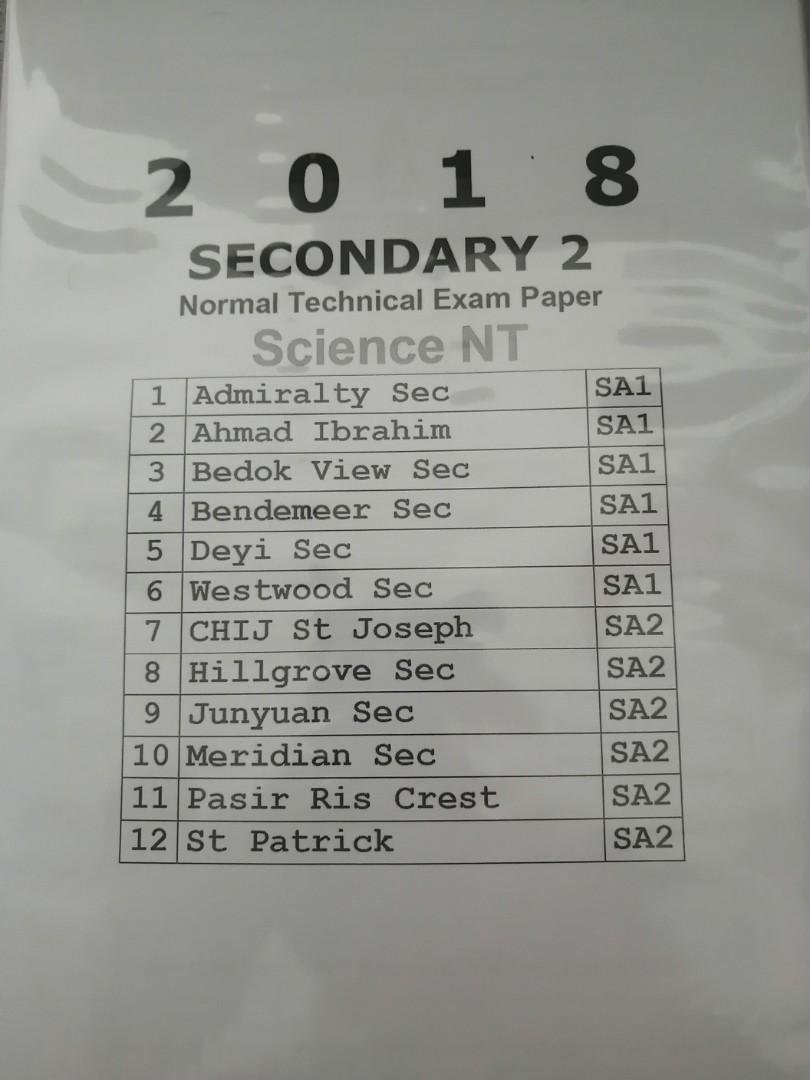 Sec 2 Nt Science Papers And Sec 2 Na English Papers Books