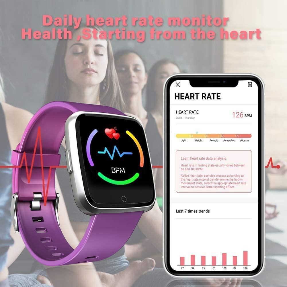 Semaco Smart Watches Fitness Tracker Watch with Heart Rate Monitor Sleep Monitor Calorie Counter Pedometer Stop Watch for Kids Women Men Purple