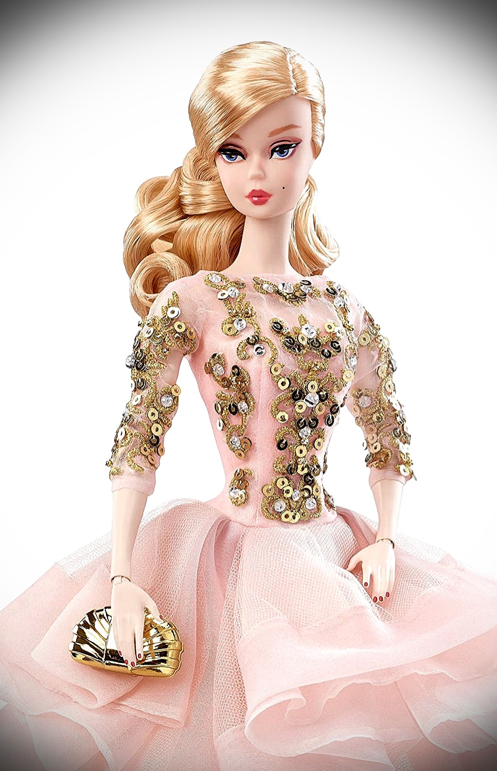 Blush and gold cocktail dress barbie 2025